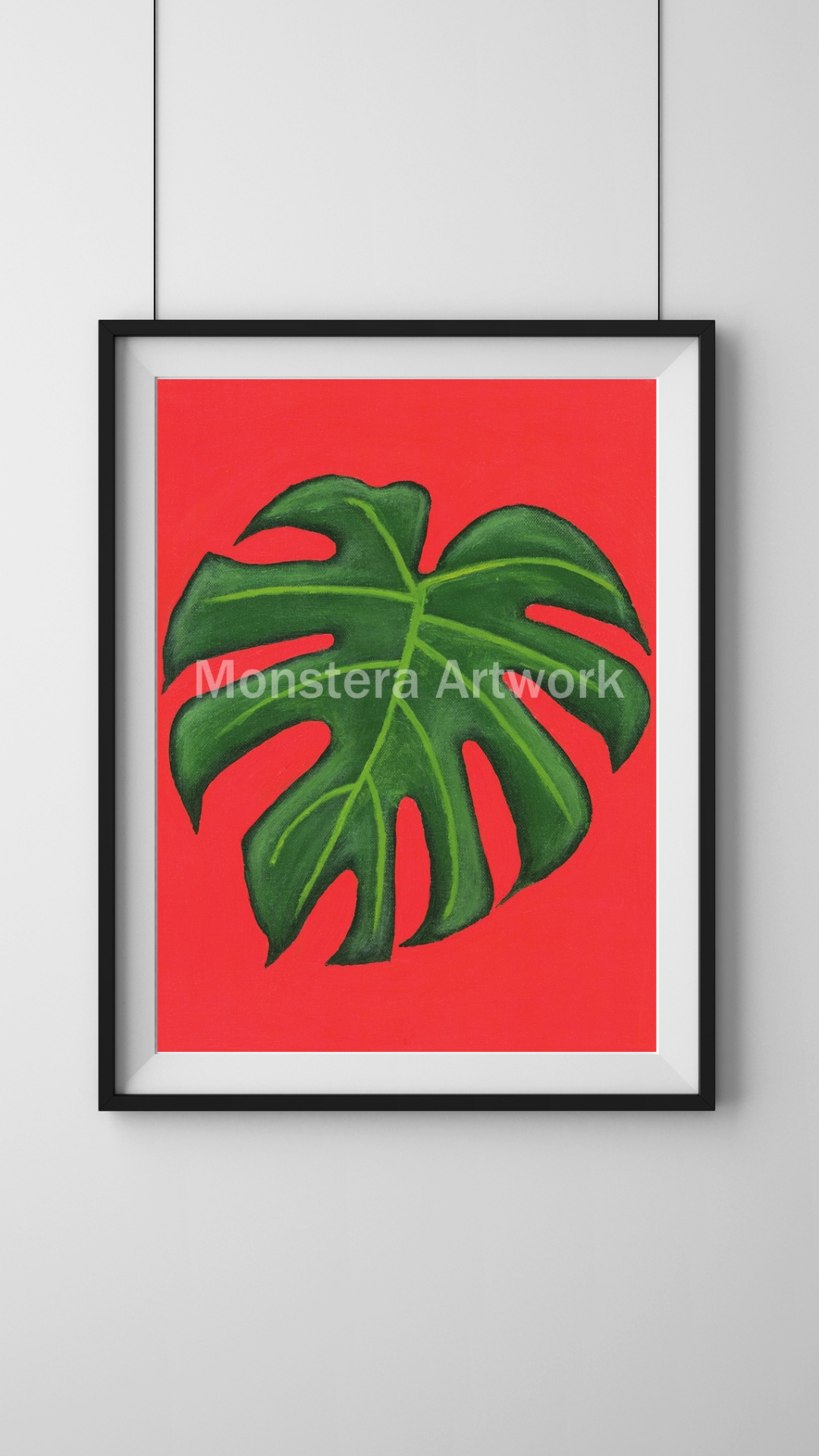 Monstera single Leaf - Orange. Print