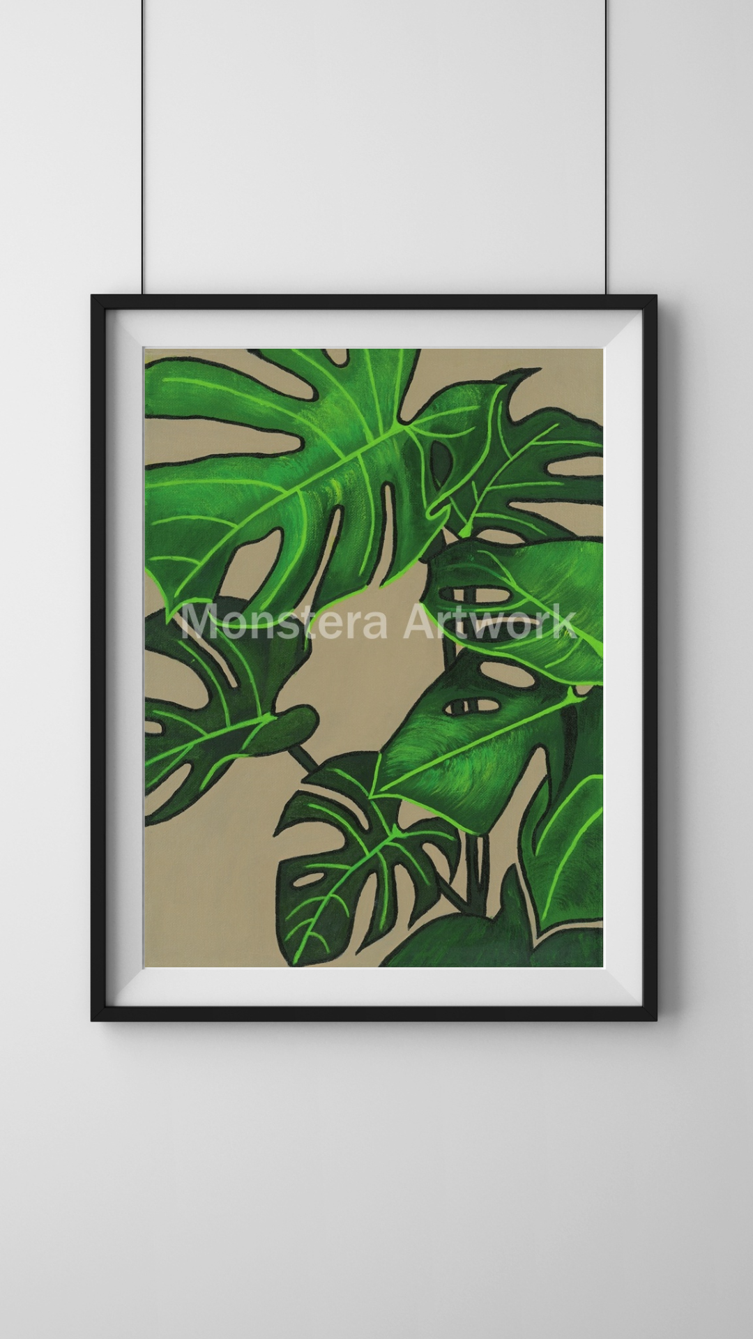 Happy Monstera - Latte. Print