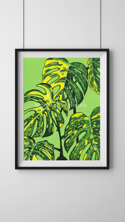 Monstera Thai Constellation-Green. Print