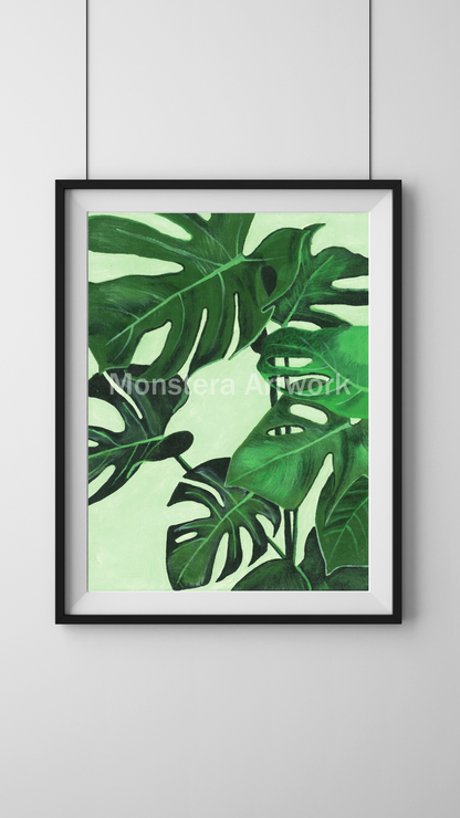 Happy Monstera - Green. Print