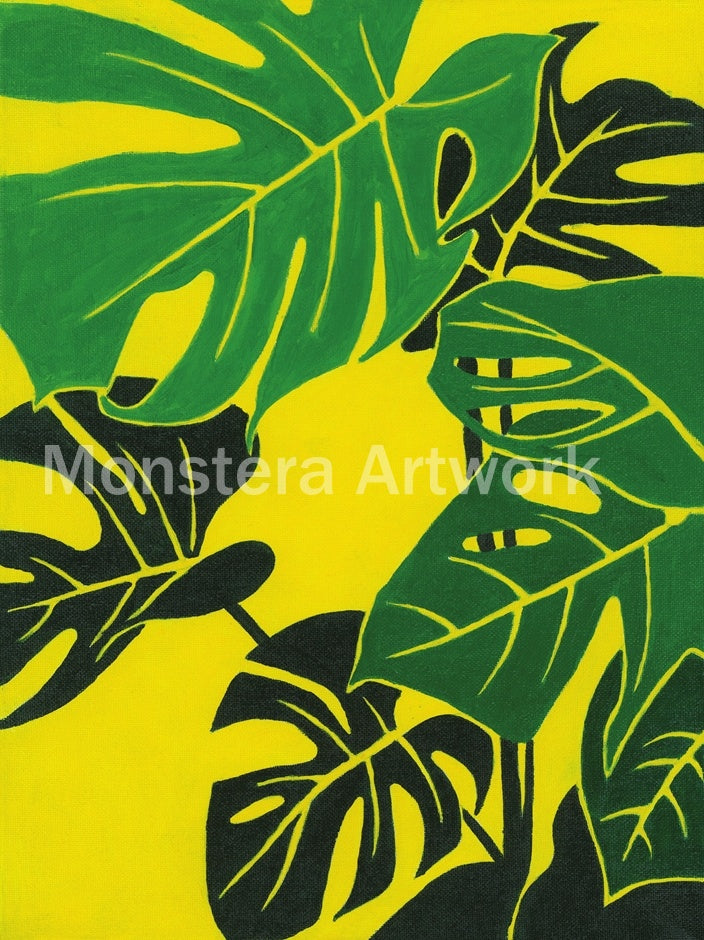 Happy Monstera - Yellow. Print