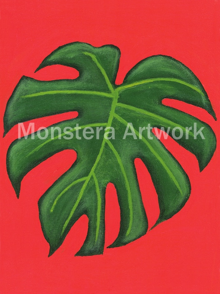 Monstera single Leaf - Orange. Print