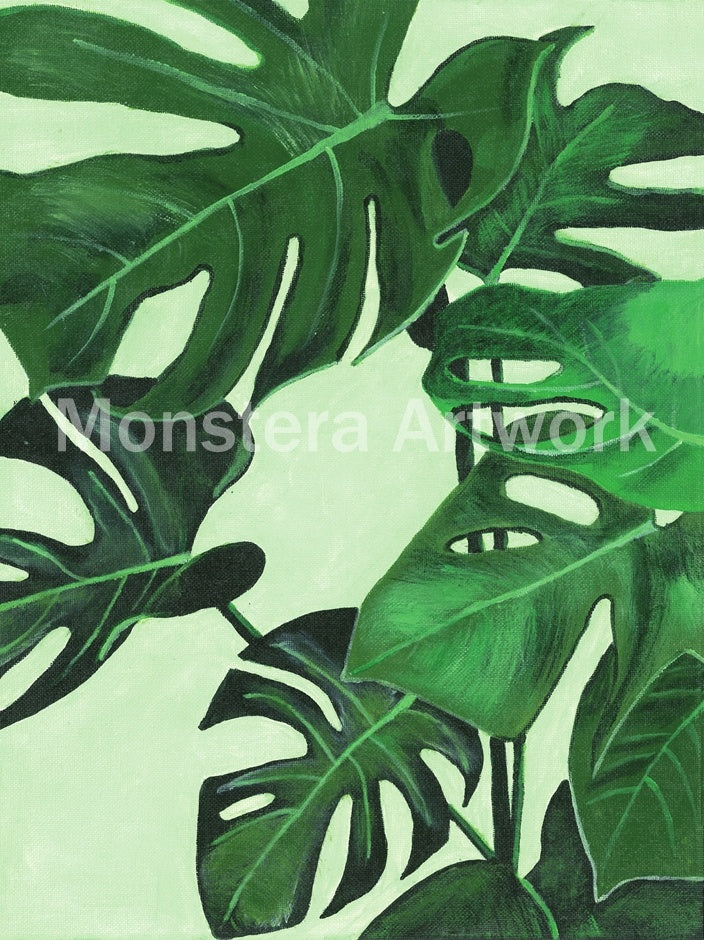 Happy Monstera - Green. Print